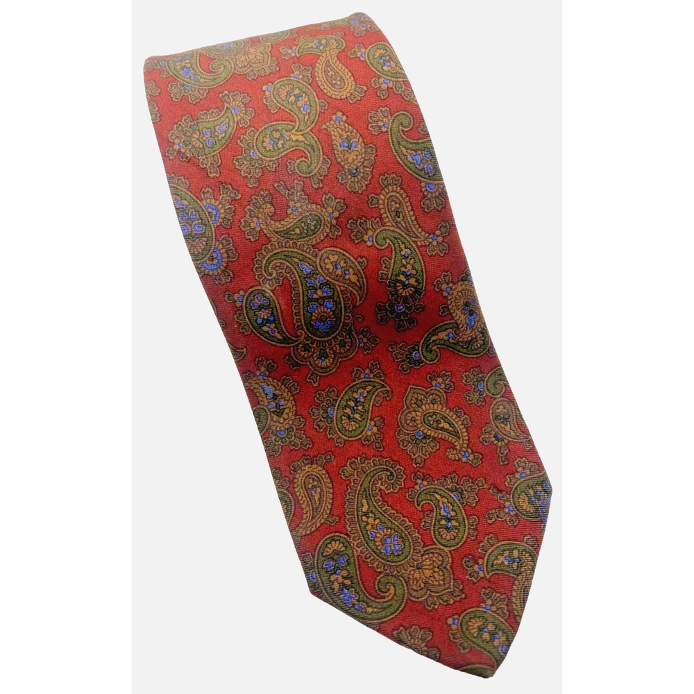 Vintage Robert Talbott Men's Necktie dark Red Paisley Hand Sewn Italian Silk Tie